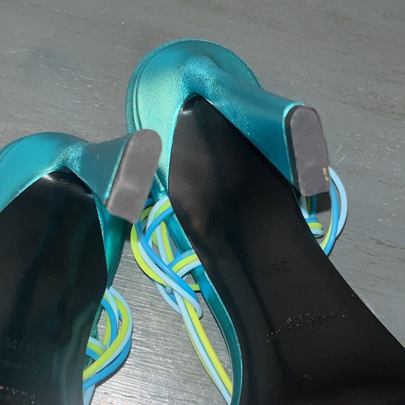 YSL Saint Laurent Gippy Multicolor Strappy Knot Patent Leather Sandal 38.5-US 8 - Picture 12 of 17